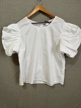 Vintage Canadian Studio EY White Puff Sleeve Blouse Top XXL/TTG Puffed Sleeves